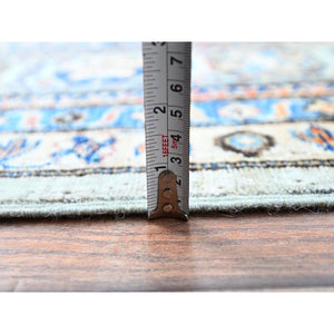 10'x13'8" Wickham Gray, Afghan Super Kazak With Geometric Medallions Design, Hand Knotted, Pure Wool, Denser Weave, Oriental Rug FWR521316