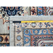 Load image into Gallery viewer, 10&#39;x13&#39;8&quot; Wickham Gray, Afghan Super Kazak With Geometric Medallions Design, Hand Knotted, Pure Wool, Denser Weave, Oriental Rug FWR521316