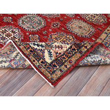Load image into Gallery viewer, 6&#39;1&quot;x8&#39;10&quot; Toreador Red With Chantilly Lace White, Soft And Shiny Wool, Hand Knotted, Denser Weave, Vegetable Dyes, Afghan Super Kazak With All Over Medallions, Oriental Rug FWR521328
