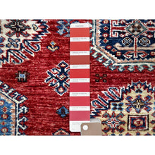 Load image into Gallery viewer, 6&#39;1&quot;x8&#39;10&quot; Toreador Red With Chantilly Lace White, Soft And Shiny Wool, Hand Knotted, Denser Weave, Vegetable Dyes, Afghan Super Kazak With All Over Medallions, Oriental Rug FWR521328