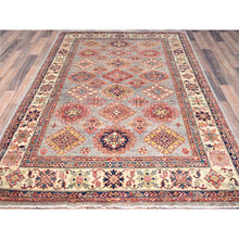 Load image into Gallery viewer, 4&#39;9&quot;x6&#39;7&quot; Bunny Gray, Hand Knotted Natural Dyes, Afghan Densely Woven Super Kazak With All Over Design, 100% Wool Oriental Rug FWR521352