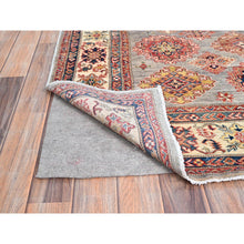 Load image into Gallery viewer, 4&#39;9&quot;x6&#39;7&quot; Bunny Gray, Hand Knotted Natural Dyes, Afghan Densely Woven Super Kazak With All Over Design, 100% Wool Oriental Rug FWR521352