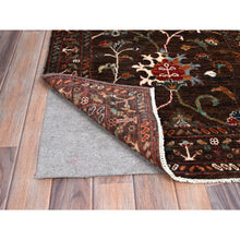 Load image into Gallery viewer, 2&#39;8&quot;x8&#39;5&quot; Dark Choclate Brown, Hand Knotted, Densely Woven, Velvety Wool, Flower Blossom Design, Oriental Afghan Sultani Runner Rug FWR521382