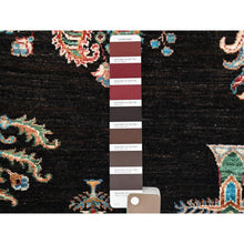 Load image into Gallery viewer, 2&#39;7&quot;x8&#39; Night Black, Extra Soft Wool, Denser Weave, Large Tribal Tree Design, Afghan Sultani, Hand Knotted, Oriental Runner Rug FWR521388