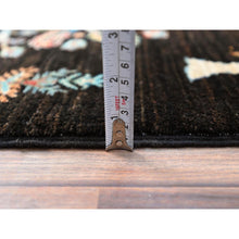 Load image into Gallery viewer, 2&#39;7&quot;x8&#39; Night Black, Extra Soft Wool, Denser Weave, Large Tribal Tree Design, Afghan Sultani, Hand Knotted, Oriental Runner Rug FWR521388