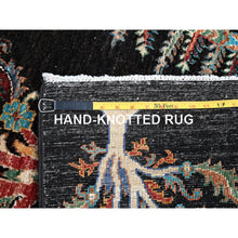Load image into Gallery viewer, 2&#39;7&quot;x8&#39; Night Black, Extra Soft Wool, Denser Weave, Large Tribal Tree Design, Afghan Sultani, Hand Knotted, Oriental Runner Rug FWR521388