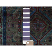 Load image into Gallery viewer, 3&#39;2&quot;x5&#39;1&quot; Rust Red, Overdyed Vintage Persian Hamadan with Geometric Medallion Design, Distressed and Worn, Cropped Thin, Zero Pile, Sides and Ends Professionally Secured, Hand Knotted, 100% Wool, Oriental Rug 68 FWR5208