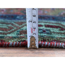 Load image into Gallery viewer, 3&#39;2&quot;x5&#39;1&quot; Rust Red, Overdyed Vintage Persian Hamadan With Geometric Medallion Design, Distressed And Worn, Cropped Thin, Zero Pile, Sides And Ends Professionally Secured, Hand Knotted, 100% Wool, Oriental Rug FWR5208