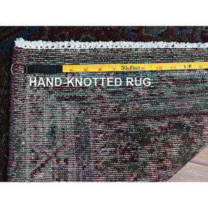 3'2"x5'1" Rust Red, Overdyed Vintage Persian Hamadan With Geometric Medallion Design, Distressed And Worn, Cropped Thin, Zero Pile, Sides And Ends Professionally Secured, Hand Knotted, 100% Wool, Oriental Rug FWR5208