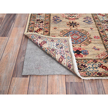 Load image into Gallery viewer, 2&#39;5&quot;x6&#39;8&quot; Aged White, Hand Knotted Soft Wool, Densely Woven Vegetable Dyes, Afghan Super Kazak With All Over Tribal Medallions Design, Oriental Runner Rug FWR521442