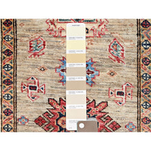 Load image into Gallery viewer, 2&#39;5&quot;x6&#39;8&quot; Aged White, Hand Knotted Soft Wool, Densely Woven Vegetable Dyes, Afghan Super Kazak With All Over Tribal Medallions Design, Oriental Runner Rug FWR521442