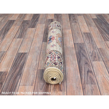 Load image into Gallery viewer, 2&#39;5&quot;x6&#39;8&quot; Aged White, Hand Knotted Soft Wool, Densely Woven Vegetable Dyes, Afghan Super Kazak With All Over Tribal Medallions Design, Oriental Runner Rug FWR521442