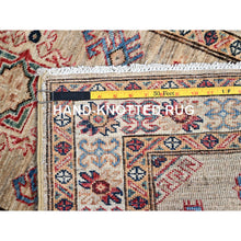 Load image into Gallery viewer, 2&#39;5&quot;x6&#39;8&quot; Aged White, Hand Knotted Soft Wool, Densely Woven Vegetable Dyes, Afghan Super Kazak With All Over Tribal Medallions Design, Oriental Runner Rug FWR521442