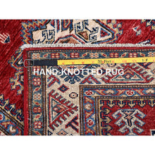 Load image into Gallery viewer, 2&#39;7&quot;x13&#39;2&quot; Carmine Red, Afghan Super Kazak With Geometric Medallions Design, Natural Dyes, Densely Woven, Soft And Shiny Wool, Hand Knotted, Runner Oriental Rug FWR521460