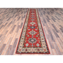 Load image into Gallery viewer, 2&#39;8&quot;x13&#39;4&quot; Heritage Red, Afghan Super Kazak, Geometric Medallions Design, Organic Dyes, Denser Weave, Hand Knotted, Soft And Shiny Wool,  Runner Oriental Rug FWR521484