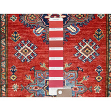Load image into Gallery viewer, 2&#39;8&quot;x13&#39;4&quot; Heritage Red, Afghan Super Kazak, Geometric Medallions Design, Organic Dyes, Denser Weave, Hand Knotted, Soft And Shiny Wool,  Runner Oriental Rug FWR521484