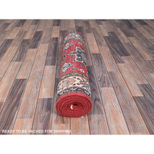 Load image into Gallery viewer, 2&#39;8&quot;x13&#39;4&quot; Heritage Red, Afghan Super Kazak, Geometric Medallions Design, Organic Dyes, Denser Weave, Hand Knotted, Soft And Shiny Wool,  Runner Oriental Rug FWR521484