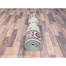 Load image into Gallery viewer, 2&#39;9&quot;x18&#39;2&quot; Jubilee Gray And Cosmic Latte White, Vegetable Dyes, Denser Weave Organic Wool, Hand Knotted Afghan Super Kazak With Tribal Geometric Medallions, Xl Runner Oriental Rug FWR521496