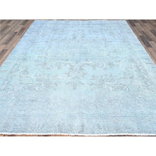 Load image into Gallery viewer, 7&#39;1&quot;x9&#39;9&quot; Corydalis Blue, Hand Knotted Cropped Thin Old Persian Tabriz, Even Wear, Sides And Ends Professionally Secured, Cleaned, Sheared Low, Good Condition Velvety Wool Oriental Rug FWR521556