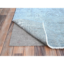 Load image into Gallery viewer, 7&#39;1&quot;x9&#39;9&quot; Corydalis Blue, Hand Knotted Cropped Thin Old Persian Tabriz, Even Wear, Sides And Ends Professionally Secured, Cleaned, Sheared Low, Good Condition Velvety Wool Oriental Rug FWR521556