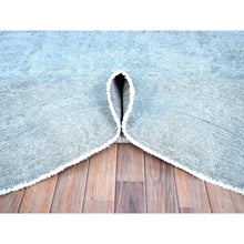 Load image into Gallery viewer, 7&#39;1&quot;x9&#39;9&quot; Corydalis Blue, Hand Knotted Cropped Thin Old Persian Tabriz, Even Wear, Sides And Ends Professionally Secured, Cleaned, Sheared Low, Good Condition Velvety Wool Oriental Rug FWR521556