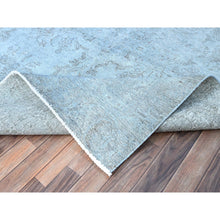 Load image into Gallery viewer, 7&#39;1&quot;x9&#39;9&quot; Corydalis Blue, Hand Knotted Cropped Thin Old Persian Tabriz, Even Wear, Sides And Ends Professionally Secured, Cleaned, Sheared Low, Good Condition Velvety Wool Oriental Rug FWR521556