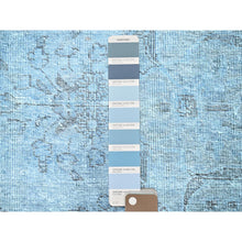 Load image into Gallery viewer, 7&#39;1&quot;x9&#39;9&quot; Corydalis Blue, Hand Knotted Cropped Thin Old Persian Tabriz, Even Wear, Sides And Ends Professionally Secured, Cleaned, Sheared Low, Good Condition Velvety Wool Oriental Rug FWR521556