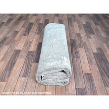 Load image into Gallery viewer, 7&#39;1&quot;x9&#39;9&quot; Corydalis Blue, Hand Knotted Cropped Thin Old Persian Tabriz, Even Wear, Sides And Ends Professionally Secured, Cleaned, Sheared Low, Good Condition Velvety Wool Oriental Rug FWR521556