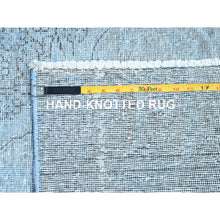 Load image into Gallery viewer, 7&#39;1&quot;x9&#39;9&quot; Corydalis Blue, Hand Knotted Cropped Thin Old Persian Tabriz, Even Wear, Sides And Ends Professionally Secured, Cleaned, Sheared Low, Good Condition Velvety Wool Oriental Rug FWR521556