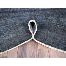 Load image into Gallery viewer, 6&#39;3&quot;x9&#39;3&quot; Vulcan Black, Hand Knotted Vintage Persian Tabriz, Shiny Wool, Distressed Look, Cropped Thin, Sheared Low, Evenly Worn Shabby Chic, Sides And Ends Professionally Secured, Oriental Rug FWR521562