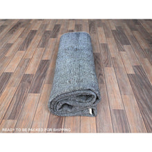 Load image into Gallery viewer, 6&#39;3&quot;x9&#39;3&quot; Vulcan Black, Hand Knotted Vintage Persian Tabriz, Shiny Wool, Distressed Look, Cropped Thin, Sheared Low, Evenly Worn Shabby Chic, Sides And Ends Professionally Secured, Oriental Rug FWR521562