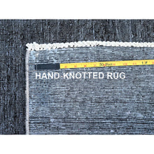 Load image into Gallery viewer, 6&#39;3&quot;x9&#39;3&quot; Vulcan Black, Hand Knotted Vintage Persian Tabriz, Shiny Wool, Distressed Look, Cropped Thin, Sheared Low, Evenly Worn Shabby Chic, Sides And Ends Professionally Secured, Oriental Rug FWR521562