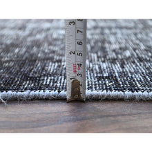 Load image into Gallery viewer, 9&#39;6&quot;x12&#39;4&quot; Asphalt Gray, Hand Knotted Sides And Ends Professionally Secured And Cleaned, Sheared Low, Vintage Persian Tabriz, Cropped Thin, Abrash Distressed Worn Wool Oriental Rug FWR521586