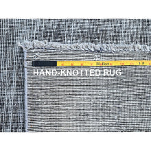 Load image into Gallery viewer, 9&#39;6&quot;x12&#39;4&quot; Asphalt Gray, Hand Knotted Sides And Ends Professionally Secured And Cleaned, Sheared Low, Vintage Persian Tabriz, Cropped Thin, Abrash Distressed Worn Wool Oriental Rug FWR521586