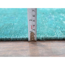 Load image into Gallery viewer, 8&#39;1&quot;x11&#39; Deep Green, Overdyed Vintage Persian Tabriz Sides and Ends Professionally Secured and Cleaned, Distressed Sheared Low, Hand Knotted, Cropped Thin, Abrash Evenly Worn 100% Wool Oriental Rug FWR521592