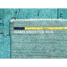 Load image into Gallery viewer, 8&#39;1&quot;x11&#39; Deep Green, Overdyed Vintage Persian Tabriz Sides and Ends Professionally Secured and Cleaned, Distressed Sheared Low, Hand Knotted, Cropped Thin, Abrash Evenly Worn 100% Wool Oriental Rug FWR521592