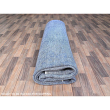 Load image into Gallery viewer, 10&#39;x12&#39;7&quot; Lyons Blue, Hand Knotted Vintage Persian Tabriz, Cleaned, Sides And Ends Professionally Secured, Overdyed Distressed, Sheared Low, Evenly Worn Natural Wool Oriental Rug FWR521598
