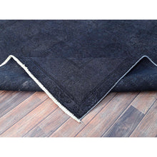 Load image into Gallery viewer, 6&#39;5&quot;x9&#39;5&quot; Onyx Black, Overdyed, Evenly Worn, Cropped Thin, Hand Knotted Sides And Ends Professionally Secured, Vintage Persian Tabriz, Sheared Low, Cleaned, Extra Soft Wool, Oriental Rug FWR521616
