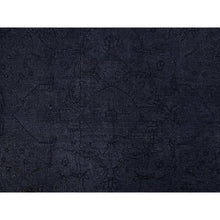 Load image into Gallery viewer, 6&#39;5&quot;x9&#39;5&quot; Onyx Black, Overdyed, Evenly Worn, Cropped Thin, Hand Knotted Sides And Ends Professionally Secured, Vintage Persian Tabriz, Sheared Low, Cleaned, Extra Soft Wool, Oriental Rug FWR521616