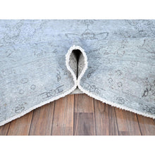 Load image into Gallery viewer, 6&#39;x8&#39;10&quot; Blue Gray, Hand Knotted Sides And Ends Professionally Secured And Cleaned, Vintage Persian Tabriz, Cropped Thin, Sheared Low, Evenly Worn, Shiny Wool, Oriental Distressed Rug FWR521622