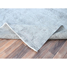 Load image into Gallery viewer, 6&#39;x8&#39;10&quot; Blue Gray, Hand Knotted Sides And Ends Professionally Secured And Cleaned, Vintage Persian Tabriz, Cropped Thin, Sheared Low, Evenly Worn, Shiny Wool, Oriental Distressed Rug FWR521622