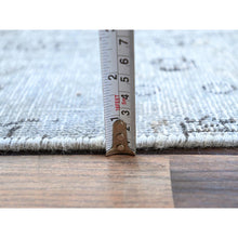 Load image into Gallery viewer, 6&#39;x8&#39;10&quot; Blue Gray, Hand Knotted Sides And Ends Professionally Secured And Cleaned, Vintage Persian Tabriz, Cropped Thin, Sheared Low, Evenly Worn, Shiny Wool, Oriental Distressed Rug FWR521622