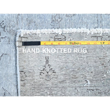 Load image into Gallery viewer, 6&#39;x8&#39;10&quot; Blue Gray, Hand Knotted Sides And Ends Professionally Secured And Cleaned, Vintage Persian Tabriz, Cropped Thin, Sheared Low, Evenly Worn, Shiny Wool, Oriental Distressed Rug FWR521622