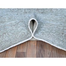 Load image into Gallery viewer, 6&#39;x8&#39;9&quot; Celestial Blue, Vintage Persian Tabriz, Hand Knotted Cropped Thin, Sheared Low, Evenly Worn, 100% Wool, Sides And Ends Professionally Secured And Cleaned, Oriental Distressed Rug FWR521628