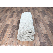 Load image into Gallery viewer, 6&#39;x8&#39;9&quot; Celestial Blue, Vintage Persian Tabriz, Hand Knotted Cropped Thin, Sheared Low, Evenly Worn, 100% Wool, Sides And Ends Professionally Secured And Cleaned, Oriental Distressed Rug FWR521628