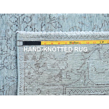 Load image into Gallery viewer, 6&#39;x8&#39;9&quot; Celestial Blue, Vintage Persian Tabriz, Hand Knotted Cropped Thin, Sheared Low, Evenly Worn, 100% Wool, Sides And Ends Professionally Secured And Cleaned, Oriental Distressed Rug FWR521628