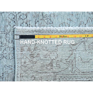 6'x8'9" Celestial Blue, Vintage Persian Tabriz, Hand Knotted Cropped Thin, Sheared Low, Evenly Worn, 100% Wool, Sides And Ends Professionally Secured And Cleaned, Oriental Distressed Rug FWR521628