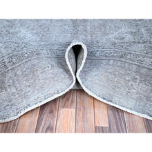 Load image into Gallery viewer, 8&#39;10&quot;x12&#39;4&quot; Frost Gray, Vintage Persian Tabriz, Distressed Look, Organic Wool, Cropped Thin, Sides And Ends Professionally Secured And Cleaned, Sheared Low, Hand Knotted, Oriental Rug FWR521640