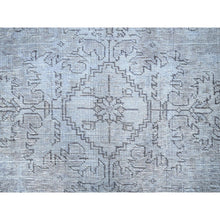 Load image into Gallery viewer, 8&#39;10&quot;x12&#39;4&quot; Frost Gray, Vintage Persian Tabriz, Distressed Look, Organic Wool, Cropped Thin, Sides And Ends Professionally Secured And Cleaned, Sheared Low, Hand Knotted, Oriental Rug FWR521640