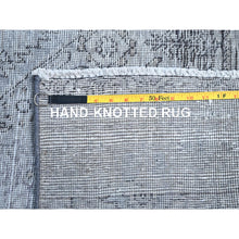 Load image into Gallery viewer, 8&#39;10&quot;x12&#39;4&quot; Frost Gray, Vintage Persian Tabriz, Distressed Look, Organic Wool, Cropped Thin, Sides And Ends Professionally Secured And Cleaned, Sheared Low, Hand Knotted, Oriental Rug FWR521640